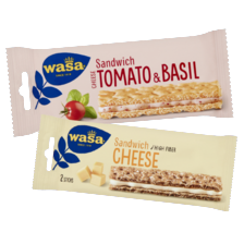 Wasa sandwich 
pak van 3 pakjes à 93-120 gram 
of delicate crackers 
pakje à 190 gram